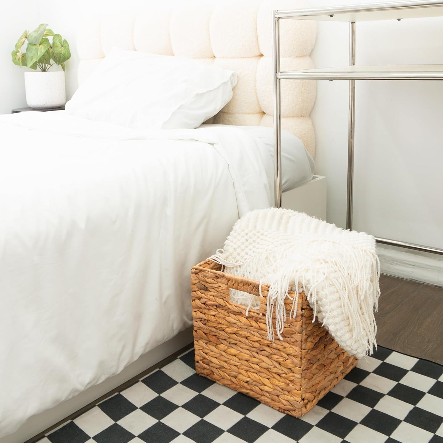 12.5" x 12.5" Wicker Storage Cubes, Foldable Natural Wicker Cube Storage Bin