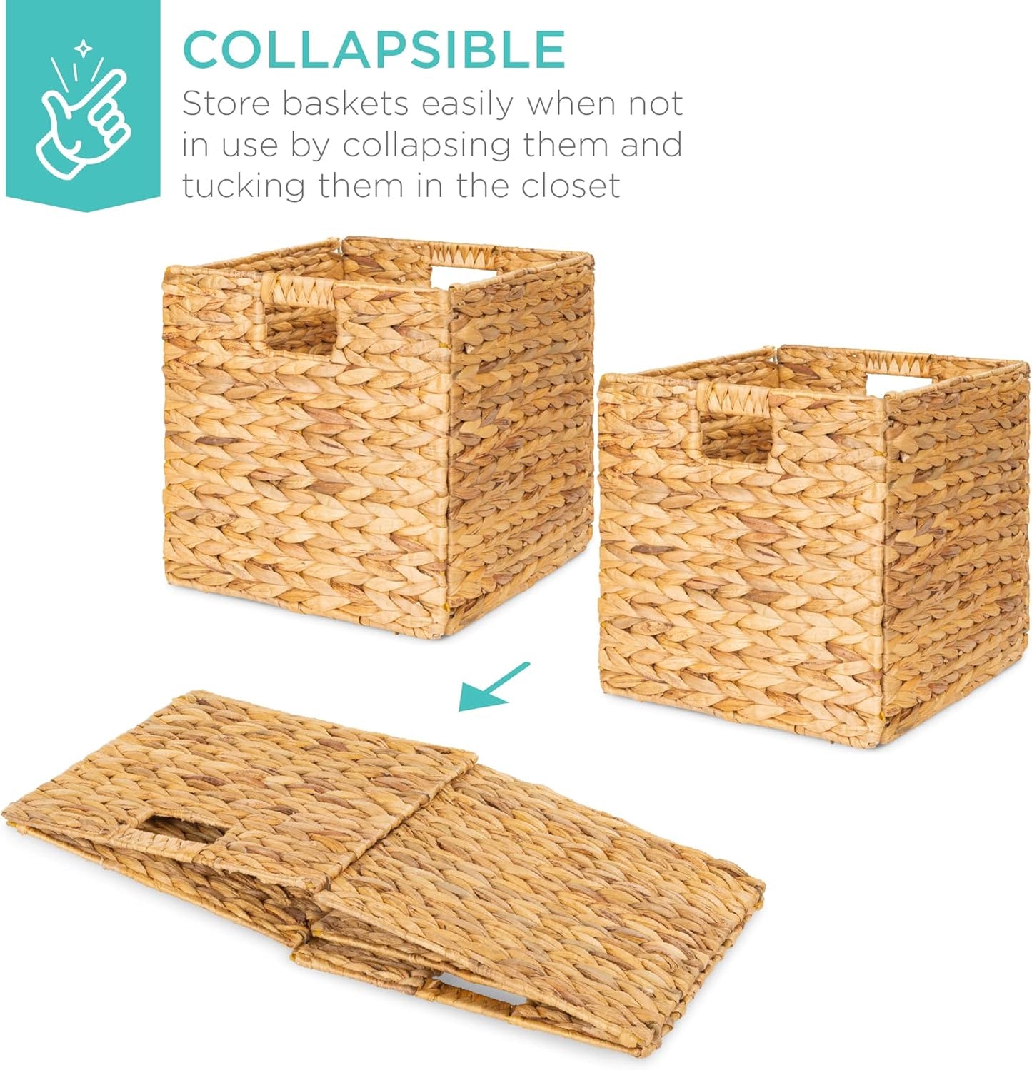 12.5" x 12.5" Wicker Storage Cubes, Foldable Natural Wicker Cube Storage Bin