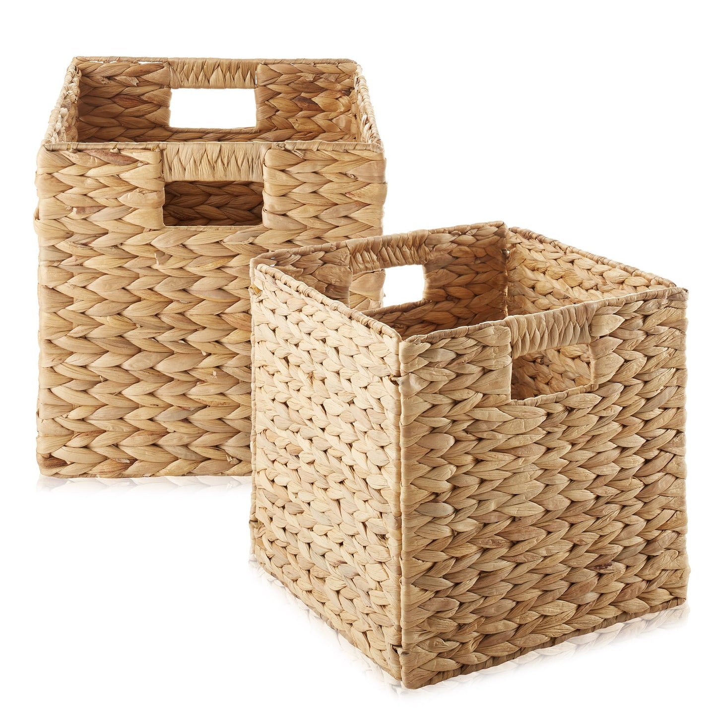 12.5" x 12.5" Wicker Storage Cubes, Foldable Natural Wicker Cube Storage Bin