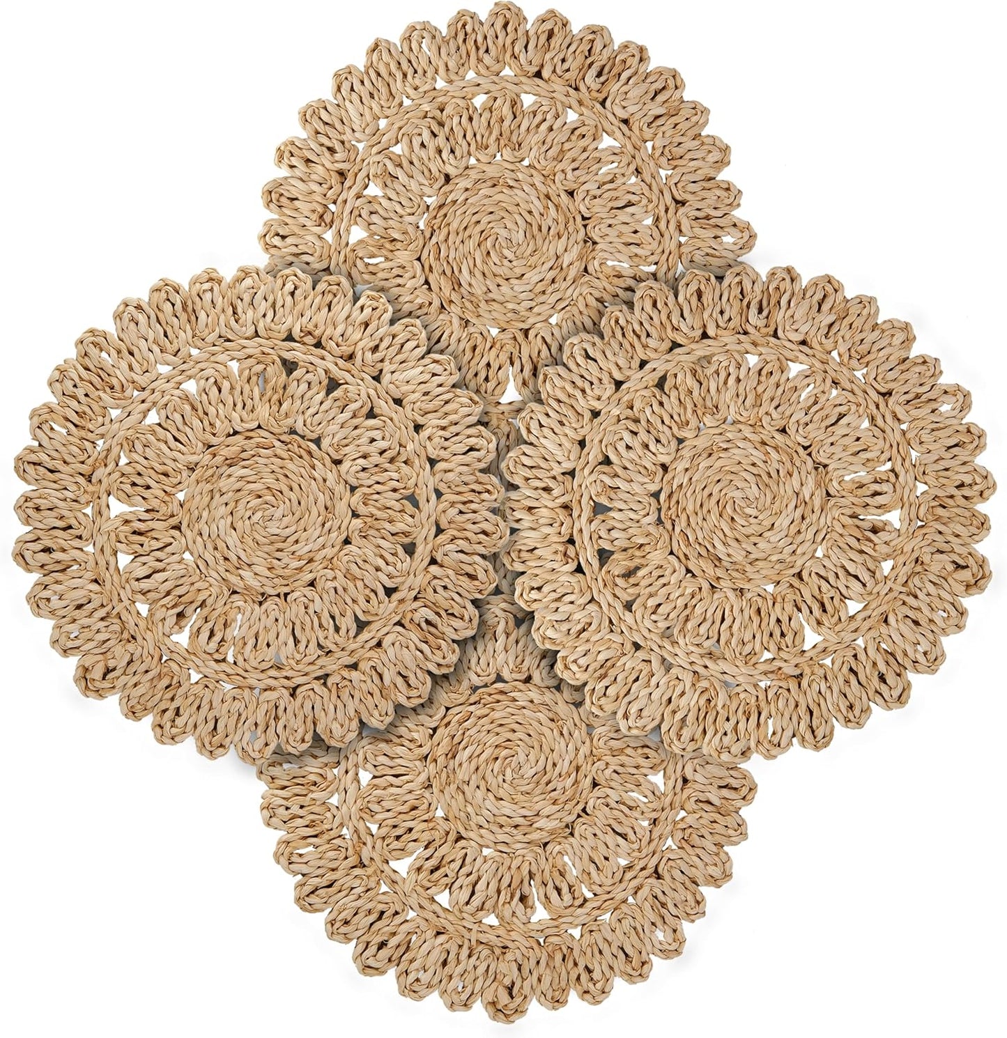 13.8" Round Corn Husk Placemats Set of 4