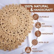 13.8" Round Corn Husk Placemats Set of 4