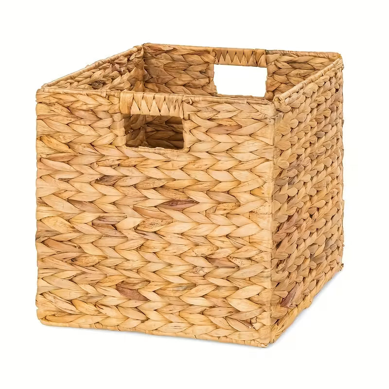 12.6x12.6x12.6in Wicker Storage Cubes, Foldable Natural Wicker Cube Storage Bin
