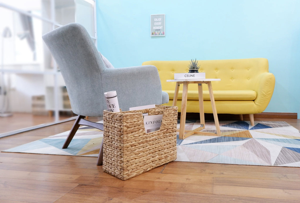 Wicker Magazine Basket Water Hyacinth Handwoven Magazine Holder