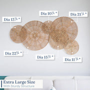 Set of 6 Jute Wicker Wall Decor Baskets, Round Extra Large Woven Wall Plates