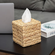Square Tissue Box Cover, Water Hyacinth Wicker Tissue Box Holder