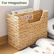 Wicker Magazine Basket Water Hyacinth Handwoven Magazine Holder