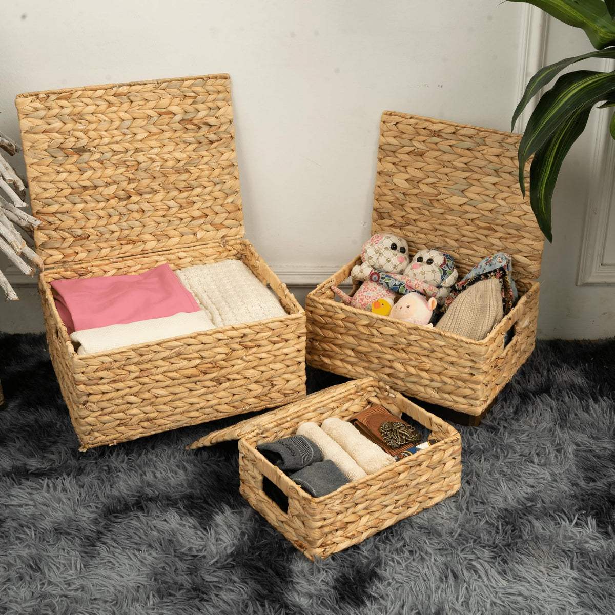 Wicker Storage Baskets with Lids