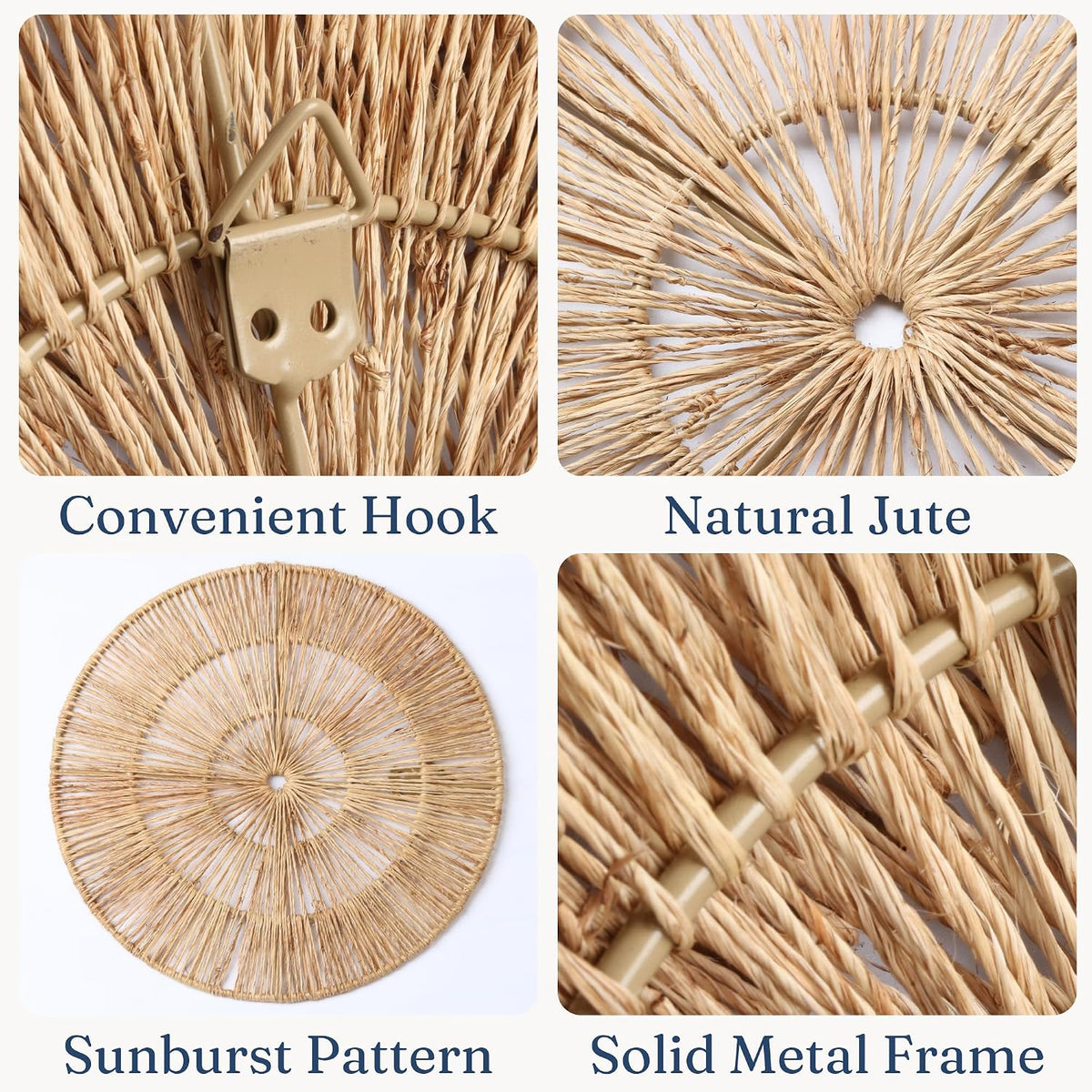 Set of 6 Jute Wicker Wall Decor Baskets, Round Extra Large Woven Wall Plates