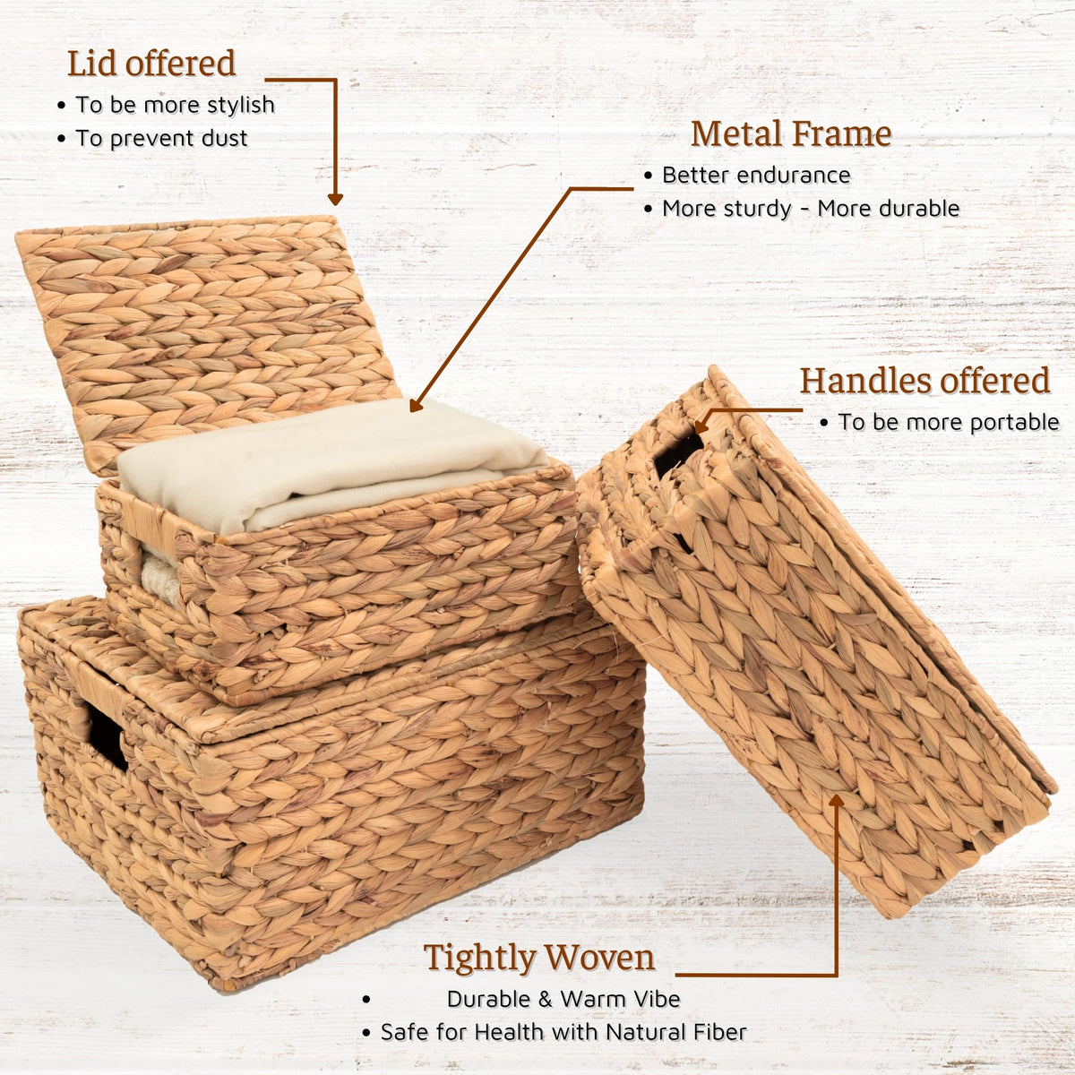Wicker Storage Baskets with Lids