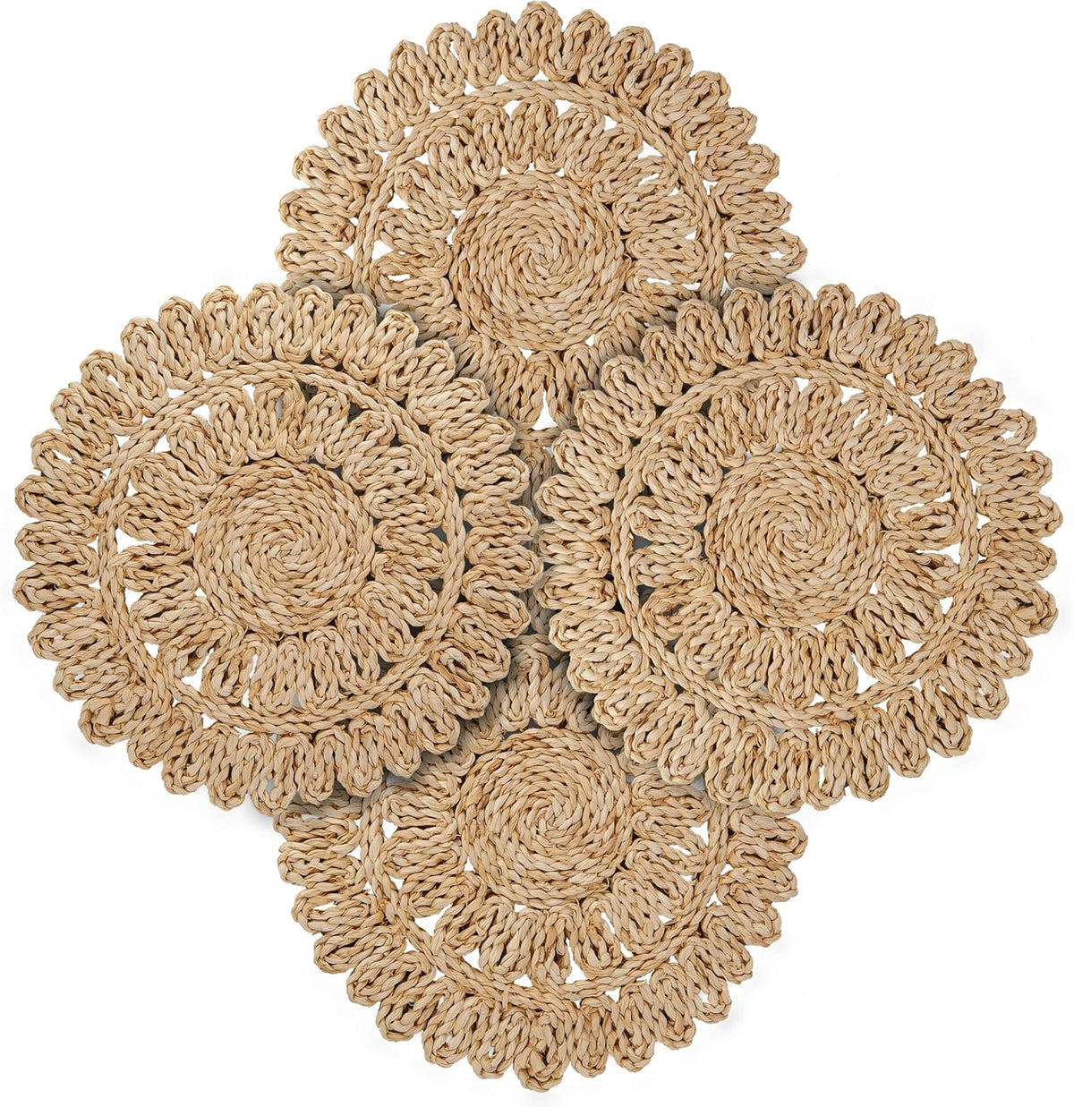 13.8" Round Corn Husk Placemats Set of 4