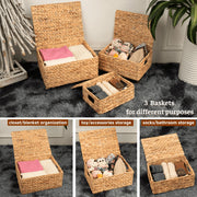 Wicker Storage Baskets with Lids
