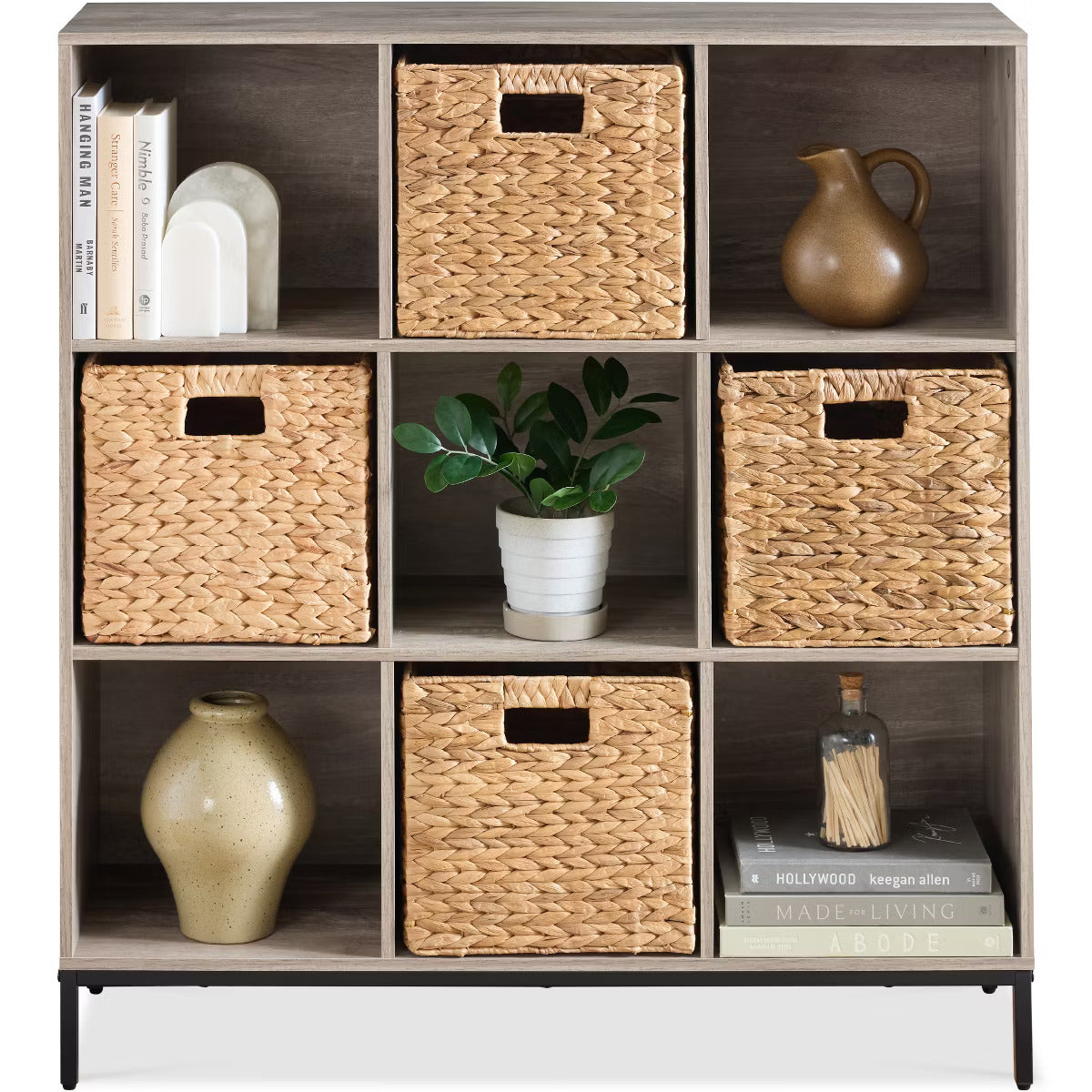 12.6x12.6x12.6in Wicker Storage Cubes, Foldable Natural Wicker Cube Storage Bin
