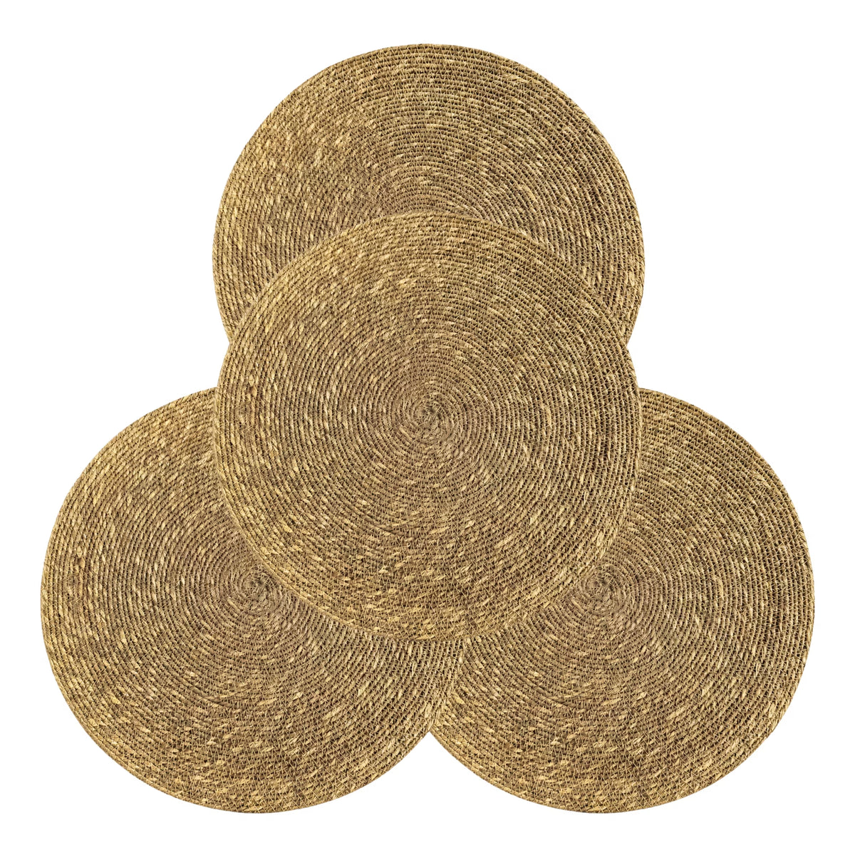 13.8" Round Seagrass Placemats Set 4, Woven Farmhouse Spring Plate Chargers for Wedding, Party, Christmas, Events