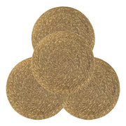 13.8" Round Seagrass Placemats Set 4, Woven Farmhouse Spring Plate Chargers for Wedding, Party, Christmas, Events