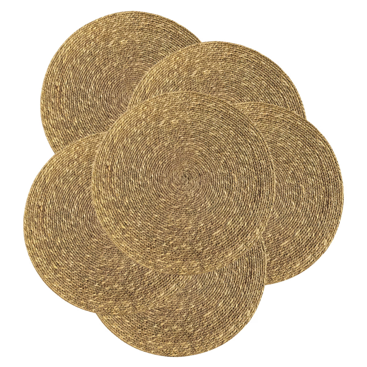 13.8" Round Seagrass Placemats Set 6, Woven Farmhouse Spring Plate Chargers for Wedding, Party, Christmas, Events