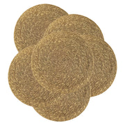 13.8" Round Seagrass Placemats Set 6, Woven Farmhouse Spring Plate Chargers for Wedding, Party, Christmas, Events